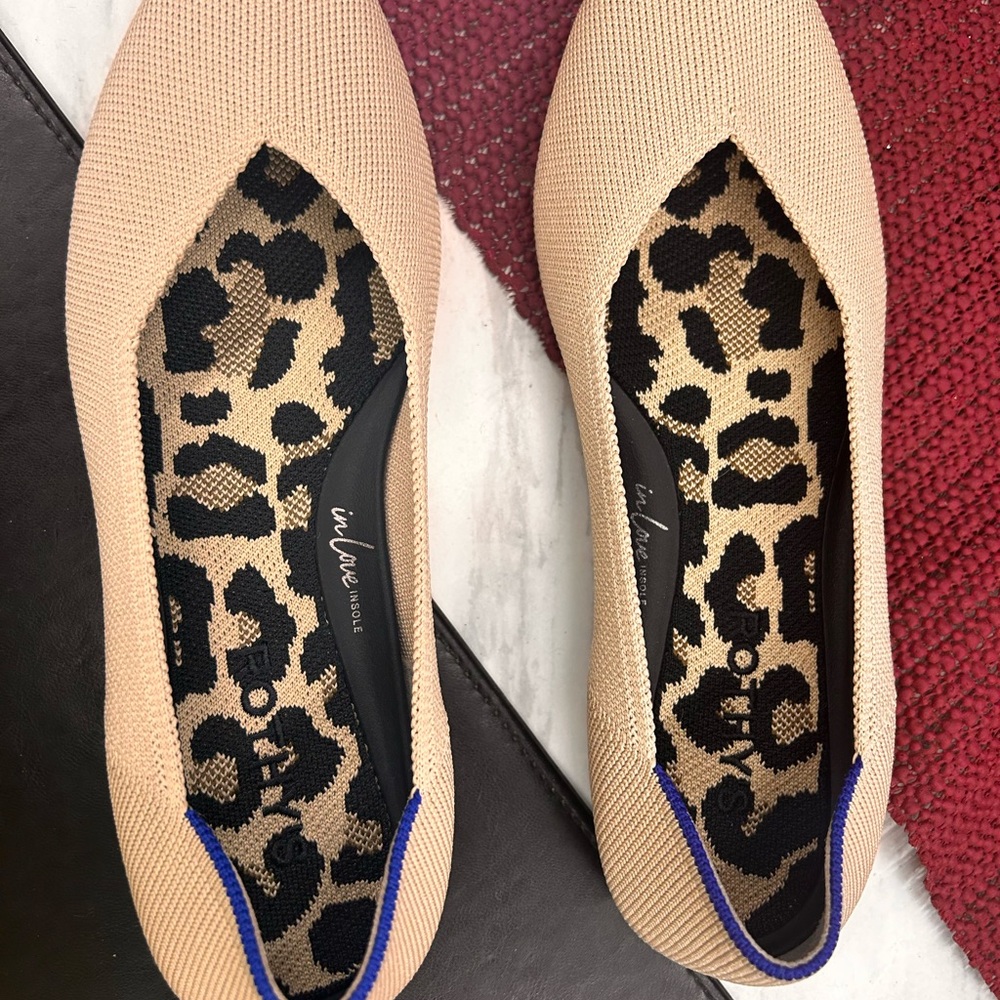 Rothy's Beige and Blue Accent Flats